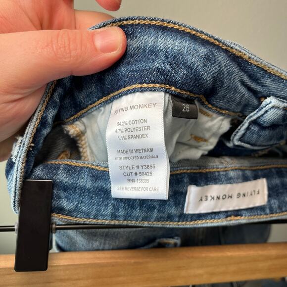 Flying Monkey Women's High Rise Distressed Skinny Jeans Medium Wash Size 26 - Picture 4 of 5